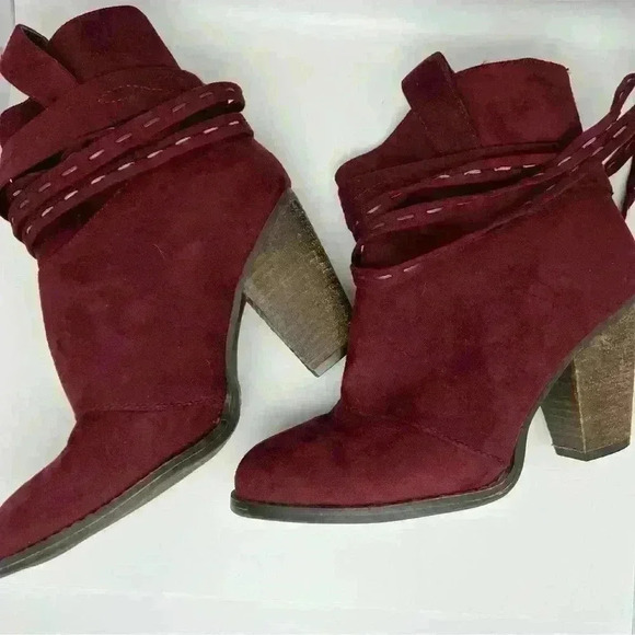 Cato Maroon Suede like Fabric Ankle Boots 
Size 7 - Picture 14 of 14